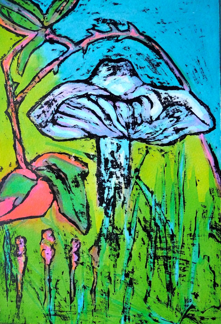 Fungi with bramble and heather - Jenny Hill